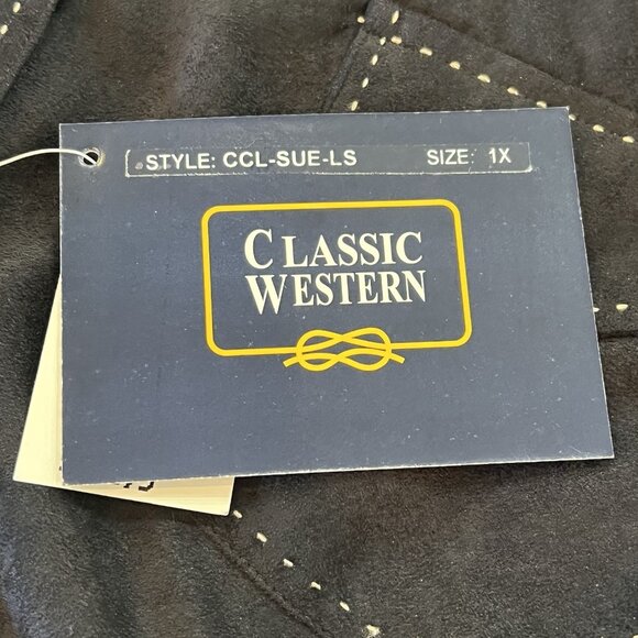 NWT Classic Western Shirt Women's Plus Size 1X Black Pearl Snap Rodeo Faux Suede - Picture 9 of 16